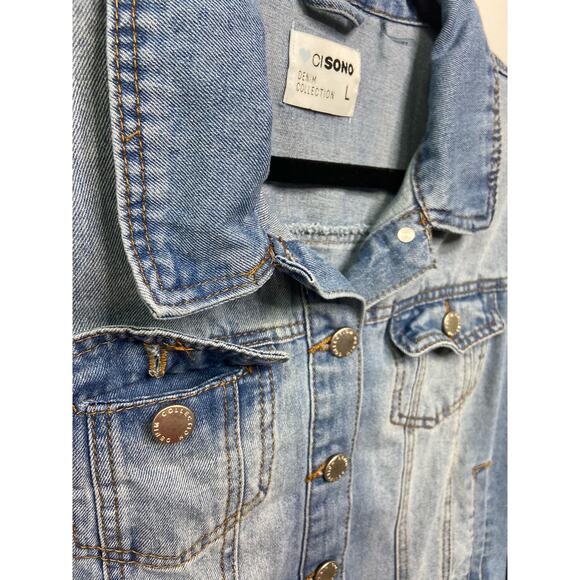 Cisono Denim Collection Jacket Button Front Long Sleeve Blue Womens Size Large - Picture 3 of 9